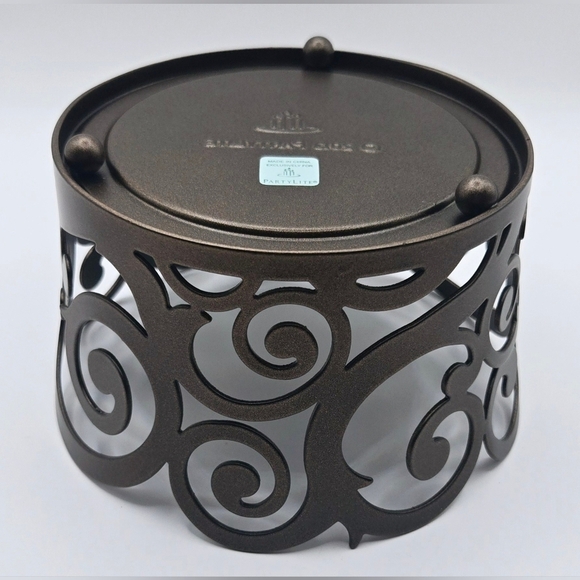 PartyLite Brown Metal Rustic Swirl 3 Wick Jar Candle Holder Retired 2013 - Picture 4 of 9